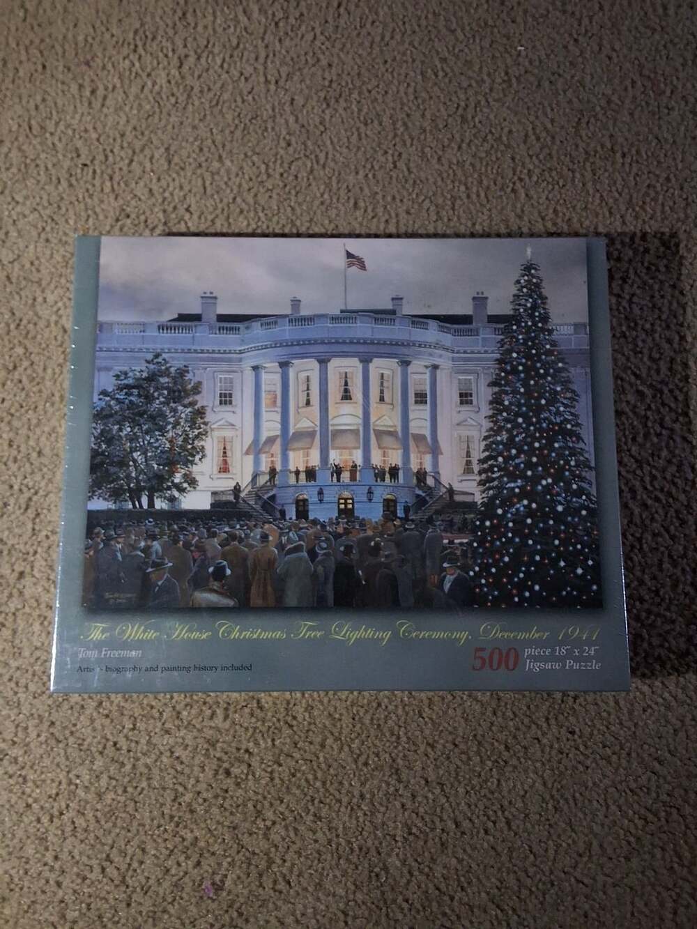 Set of White House Christmas Tree Lighting 1941  & Thomas Kinkade Puzzles